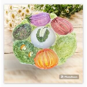 Unique Vegetable Divided Serving Platter Tray with Lid 14.5" Portugal